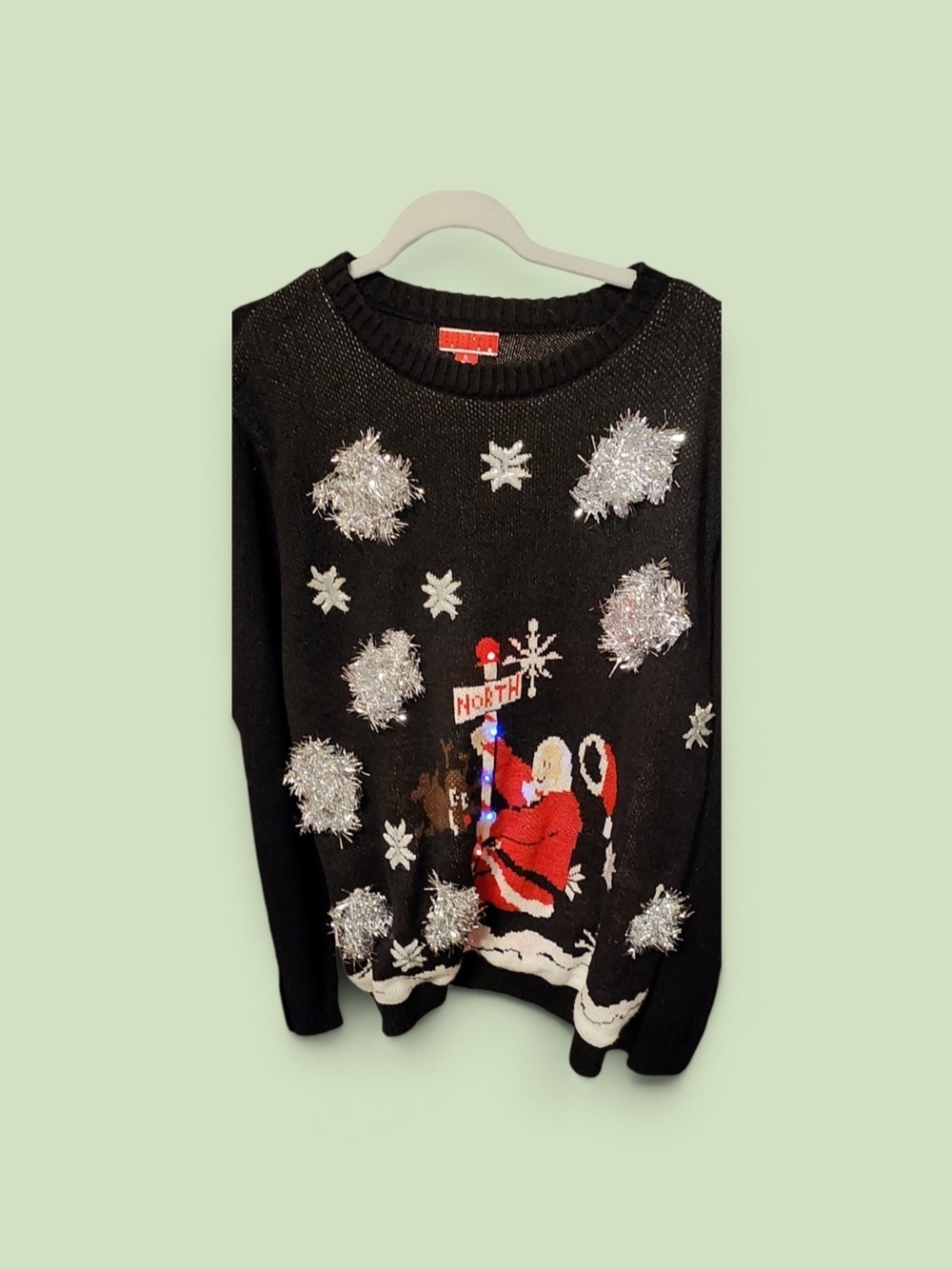 Holiday Pole Dancing Santa Crewneck Sweater in Black